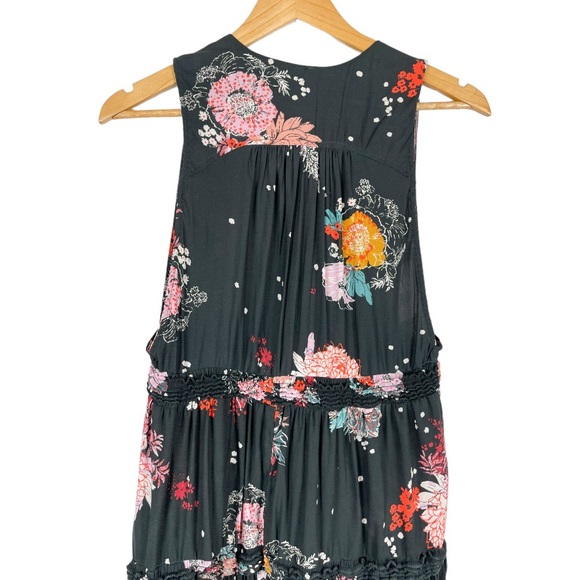 Free People Purple Haze Ruched Floral Tiered Top Tunic Size Small - Picture 5 of 9